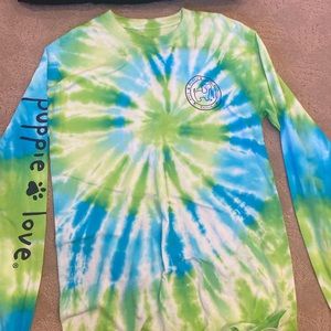 Puppie love tie-dye long sleeve T-Shirt